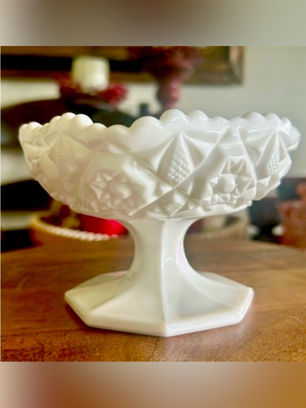 Fostoria Winburn Milk Glass Scalloped Edge Dish
